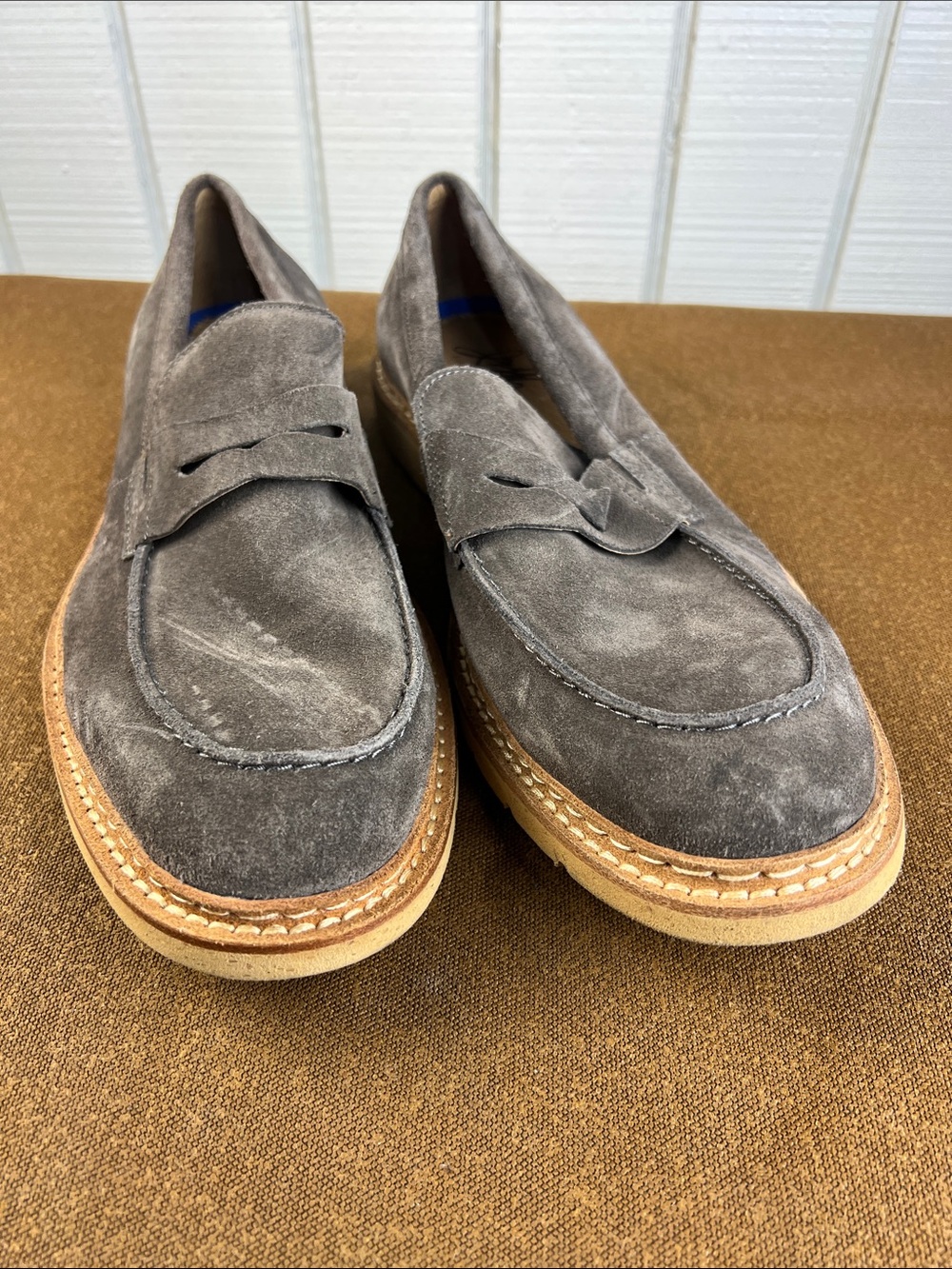 Johnston & Murphy Gray Suede Penny Loafers